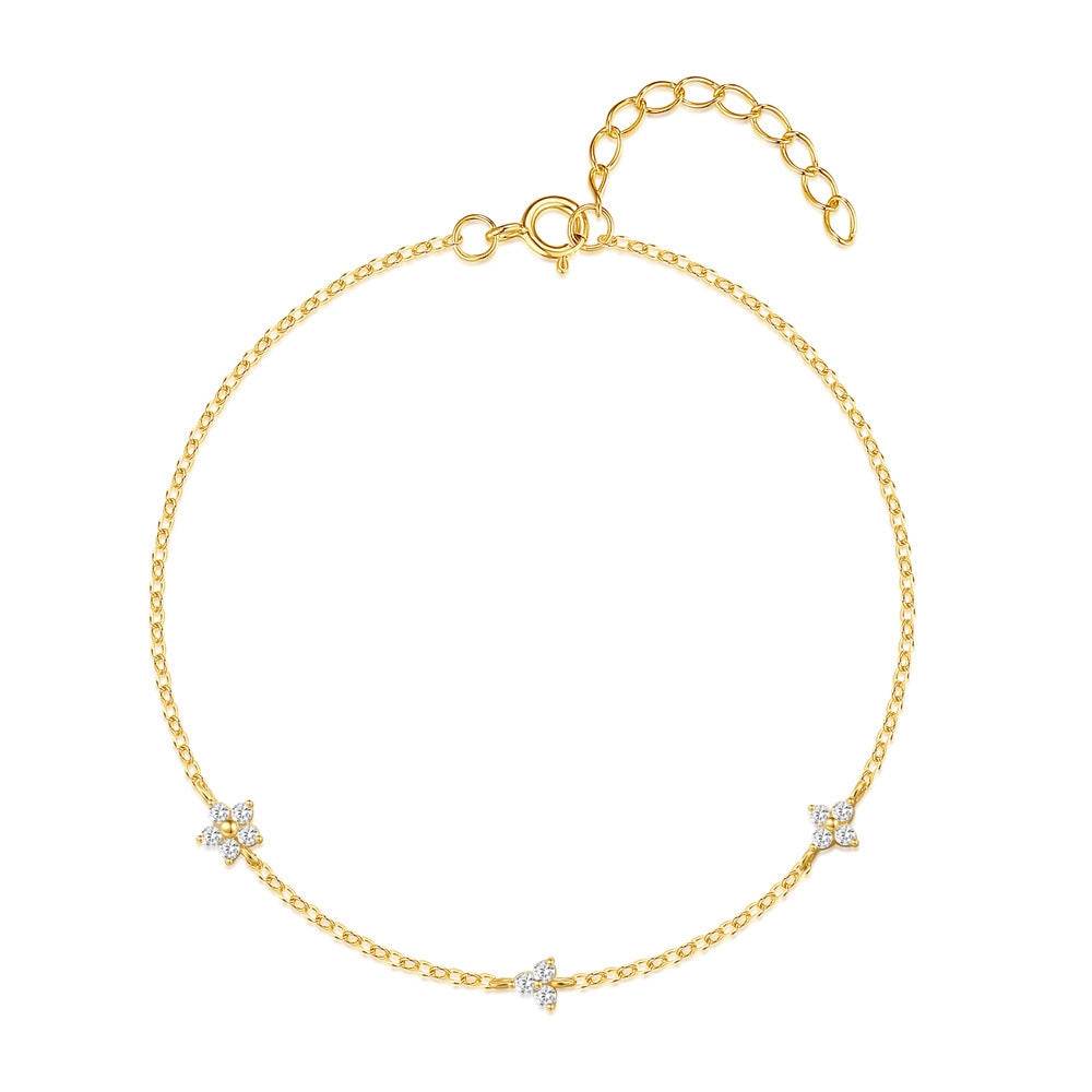 S925 sterling silver multi-element petal set diamond bracelet - MOWTE