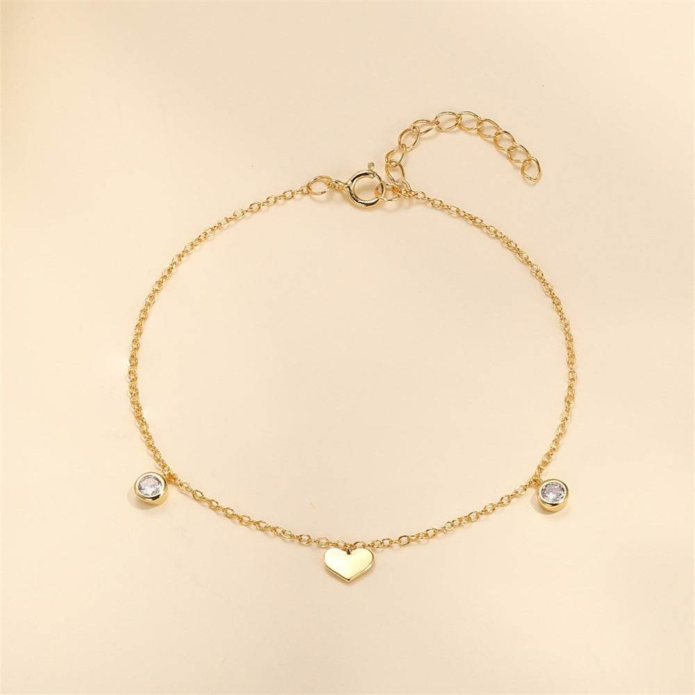 S925 pure silver heart-shaped zircon layered bracelet - MOWTE