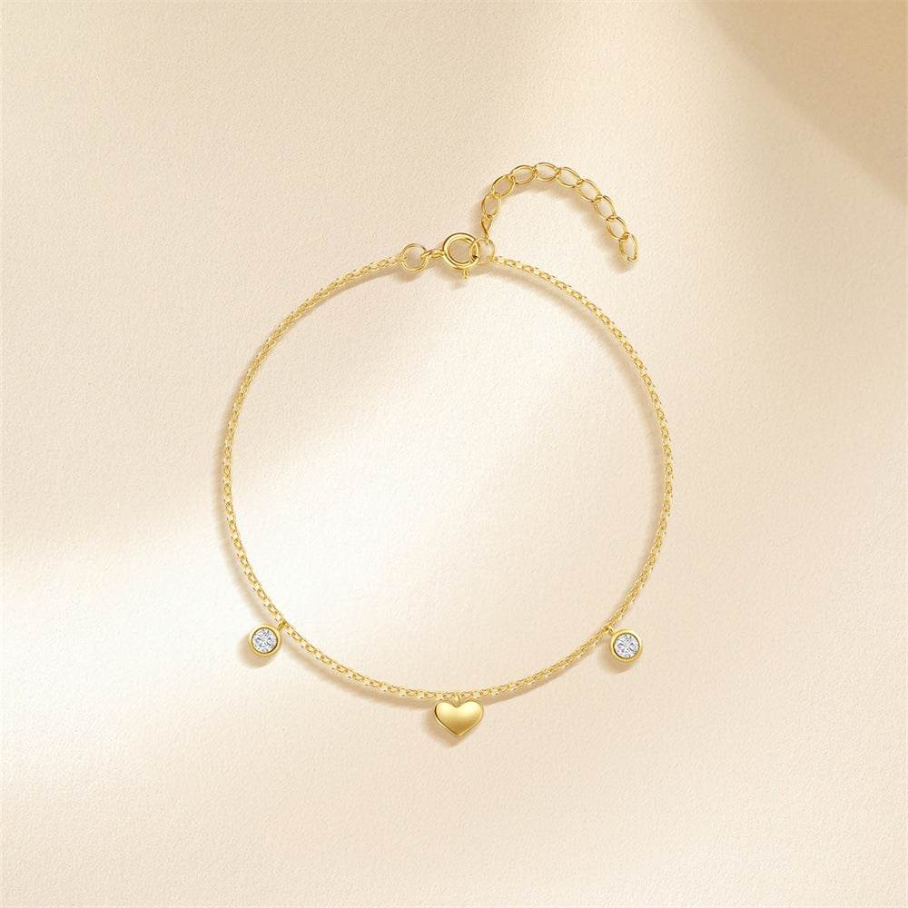 S925 pure silver heart-shaped zircon layered bracelet - MOWTE