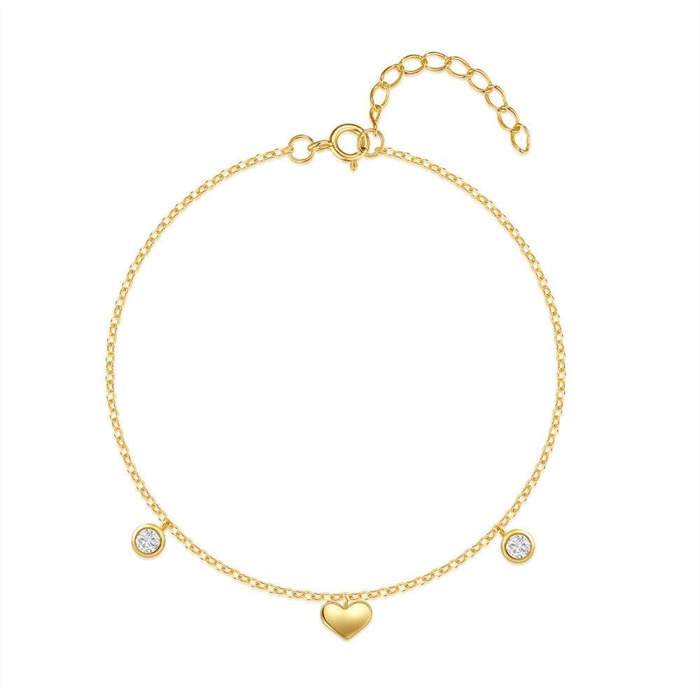 S925 pure silver heart-shaped zircon layered bracelet - MOWTE