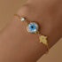 S925 Pure Silver Devil's Eye Blue Eyes Palm Shell Versatile Bracelet - MOWTE
