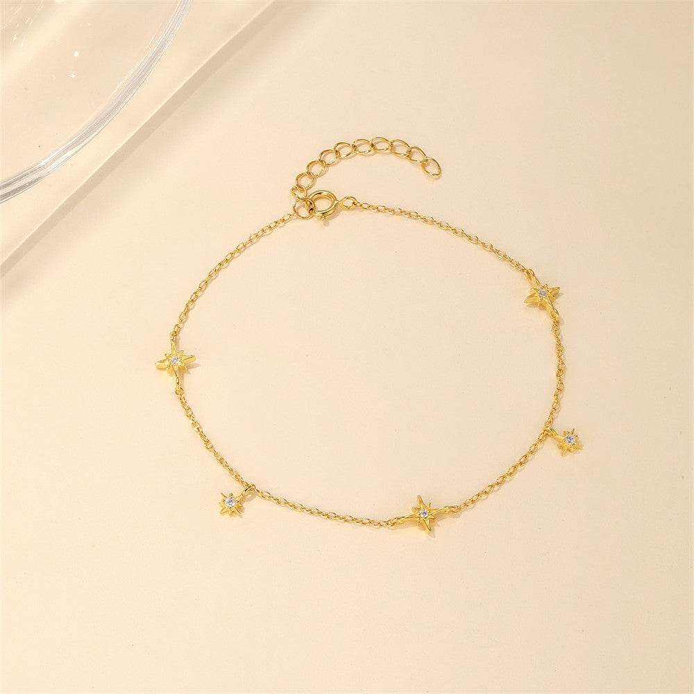 S925 sterling silver classic versatile multi-element octagonal star bracelet for daily commuting layering - MOWTE