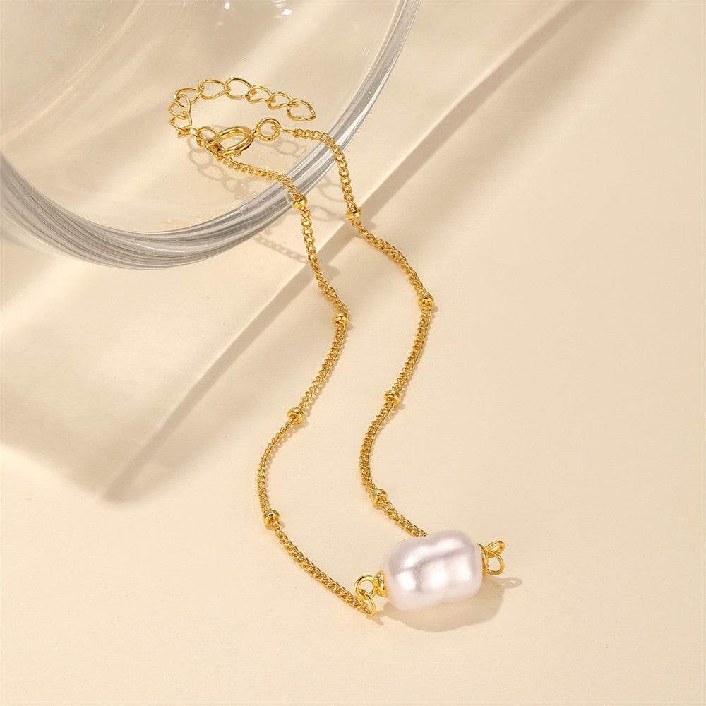 S925 pure silver luxury pearl interval gold bead bracelet - MOWTE