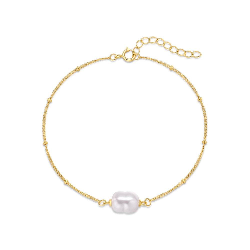 S925 pure silver luxury pearl interval gold bead bracelet - MOWTE