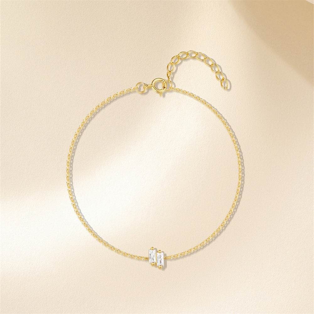 S925 sterling silver daily wear rectangular zircon splicing geometric element bracelet - MOWTE