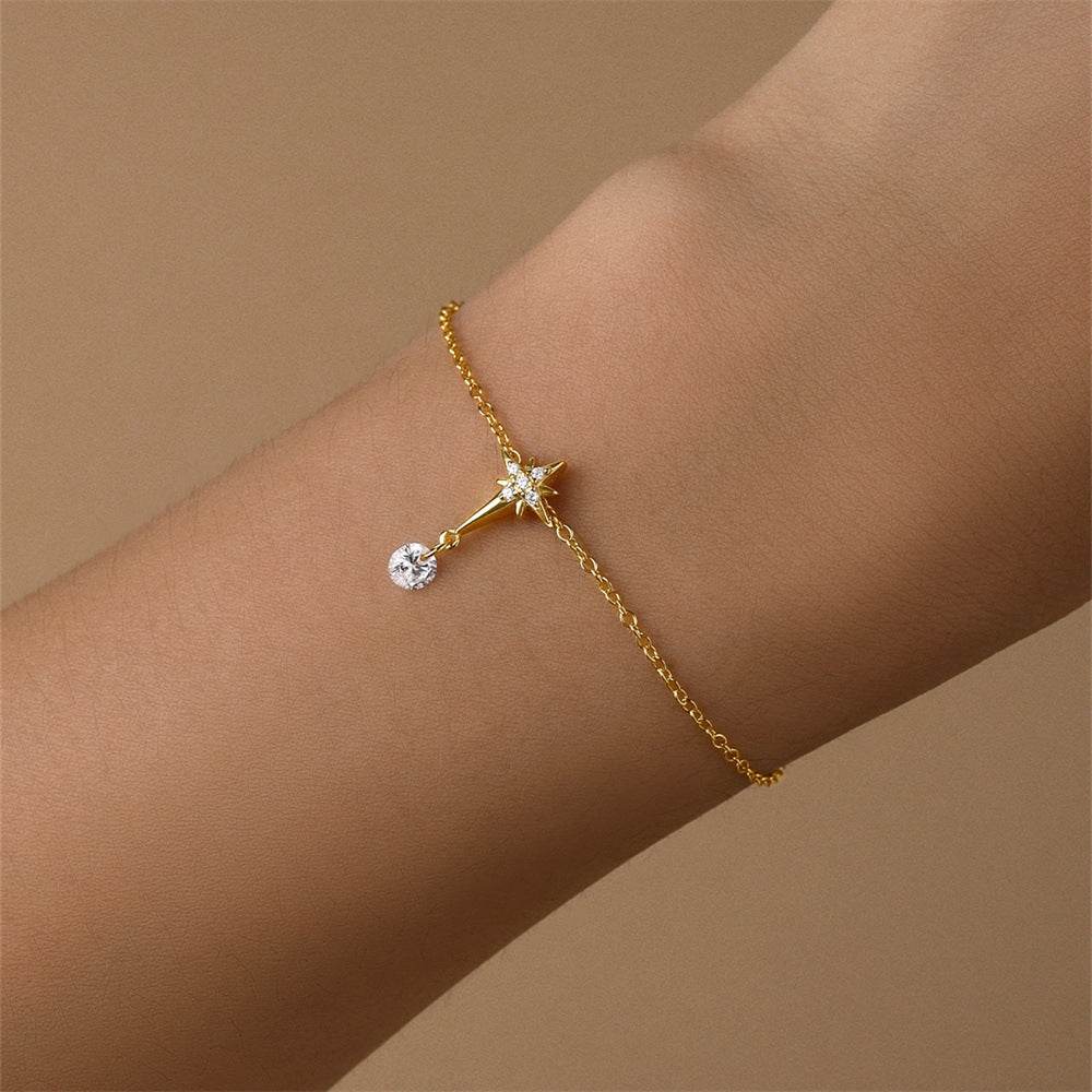 S925 pure silver daily wearing octagonal star studded diamond bracelet - MOWTE
