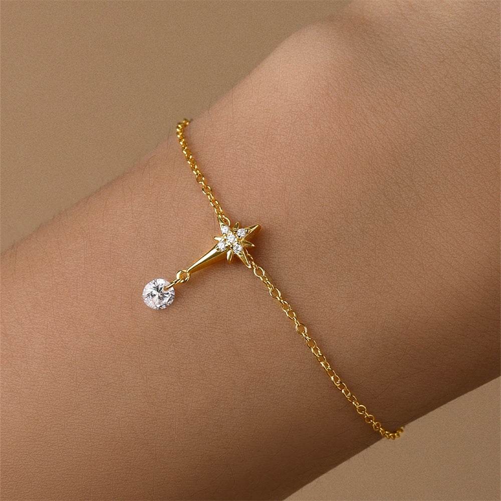 S925 pure silver daily wearing octagonal star studded diamond bracelet - MOWTE