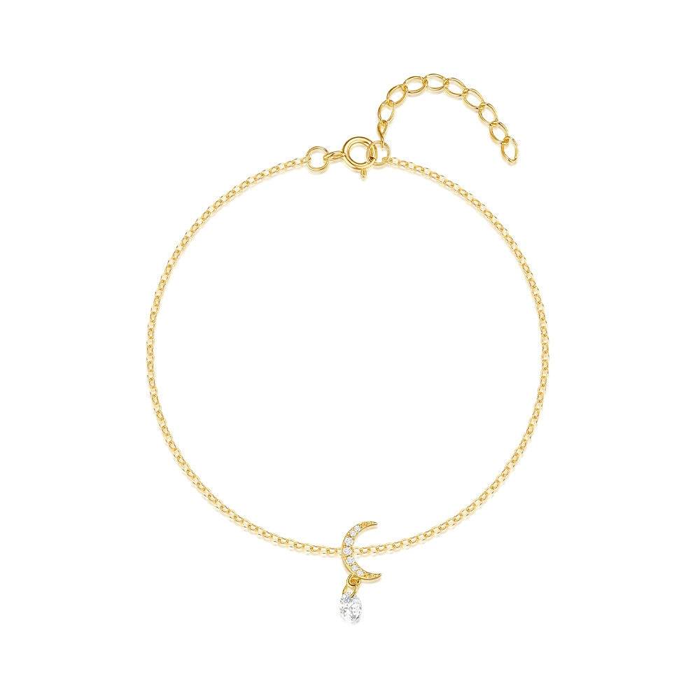 S925 sterling silver crescent studded diamond bracelet for daily wear - MOWTE