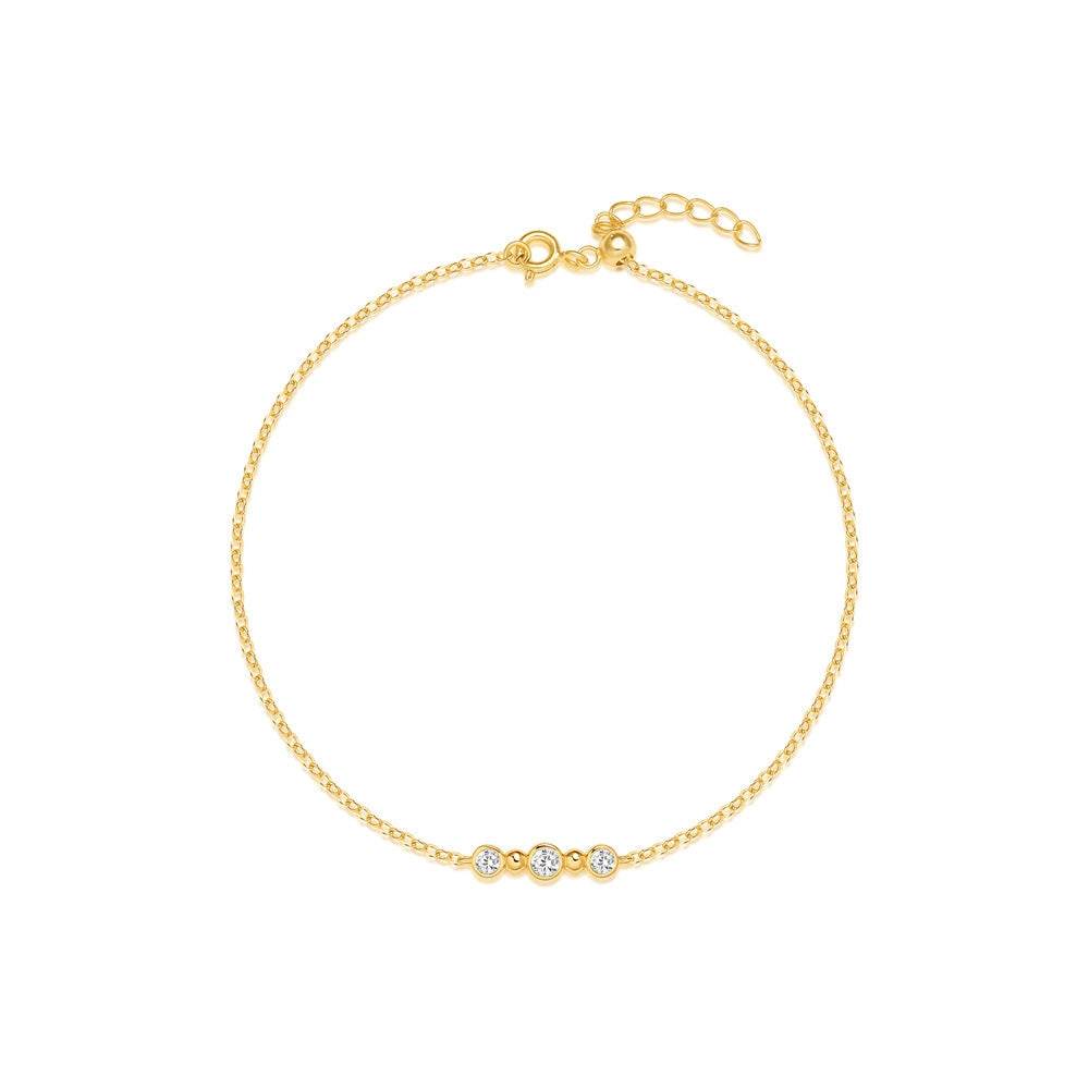 S925 sterling silver three-point round zircon bracelet for women - MOWTE