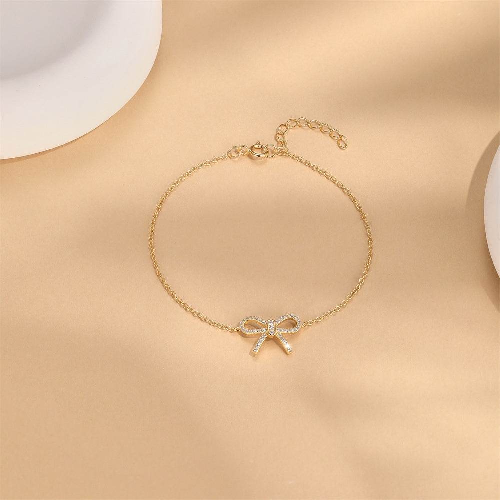 S925 pure silver daily wearing diamond bow bracelet - MOWTE