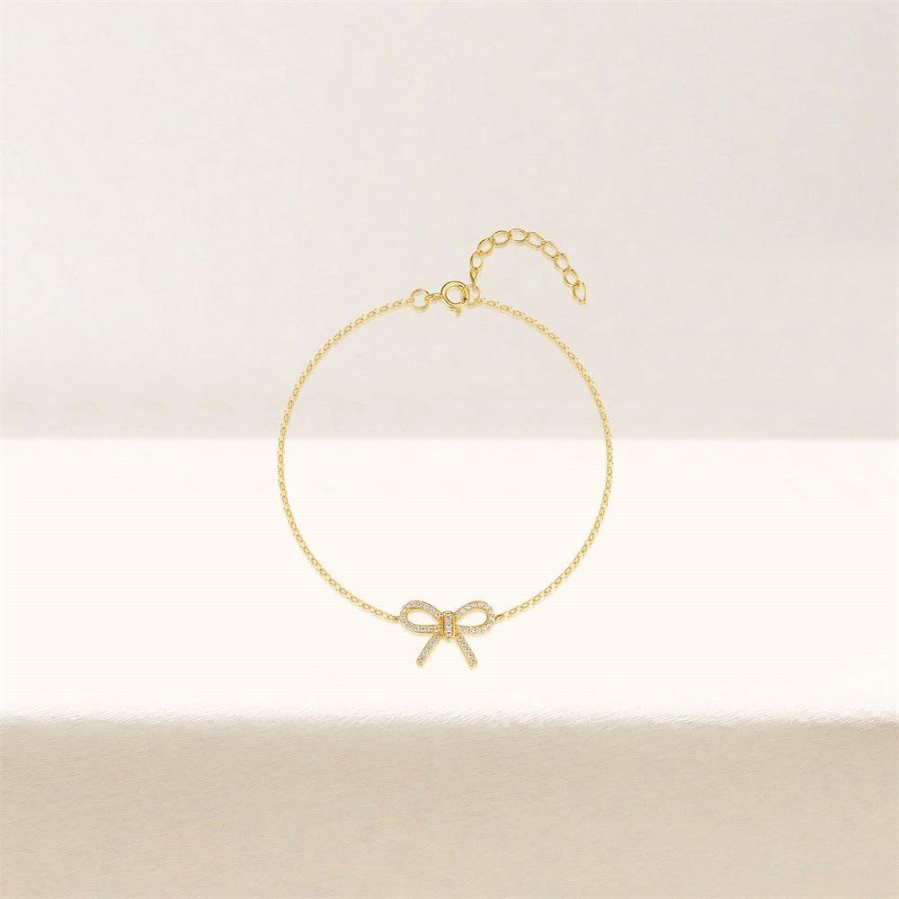 S925 pure silver daily wearing diamond bow bracelet - MOWTE