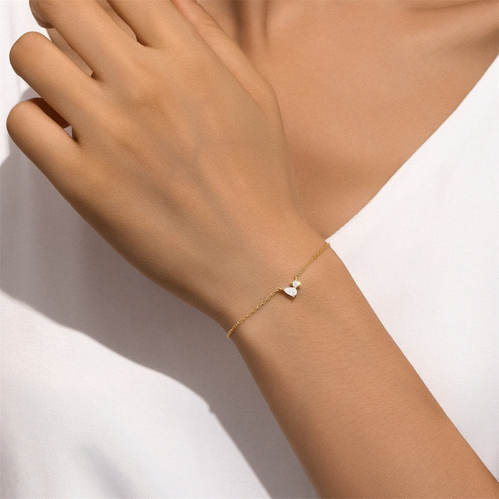 S925 Silver Water Drop Women's Pear Shaped Zircon Bracelet - MOWTE