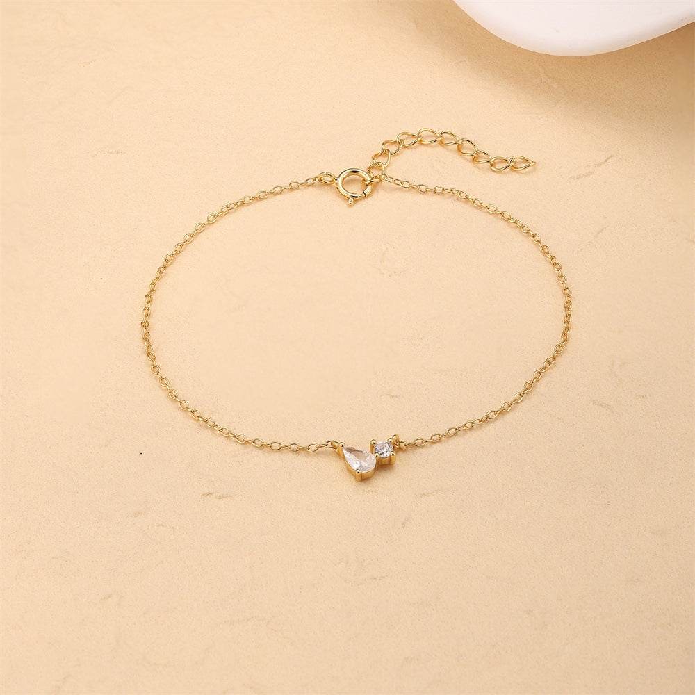 S925 Silver Water Drop Women's Pear Shaped Zircon Bracelet - MOWTE