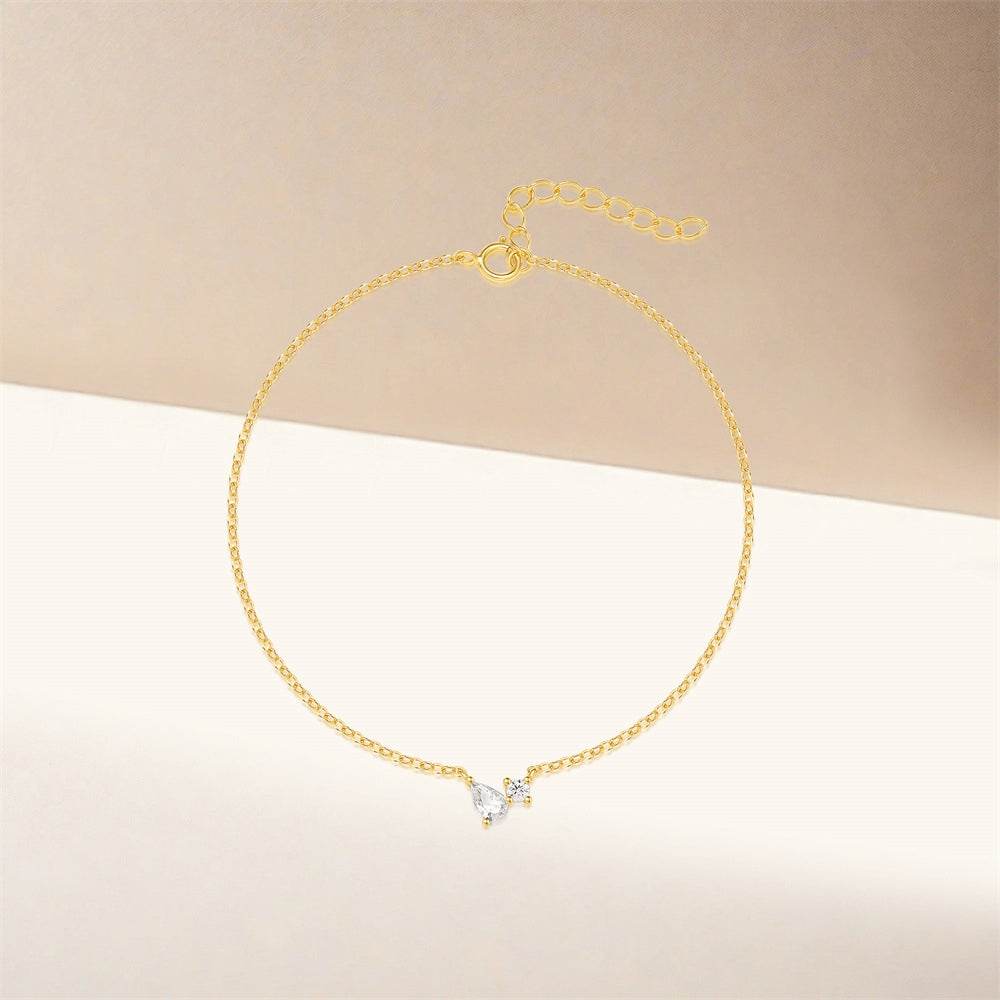 S925 Silver Water Drop Women's Pear Shaped Zircon Bracelet - MOWTE