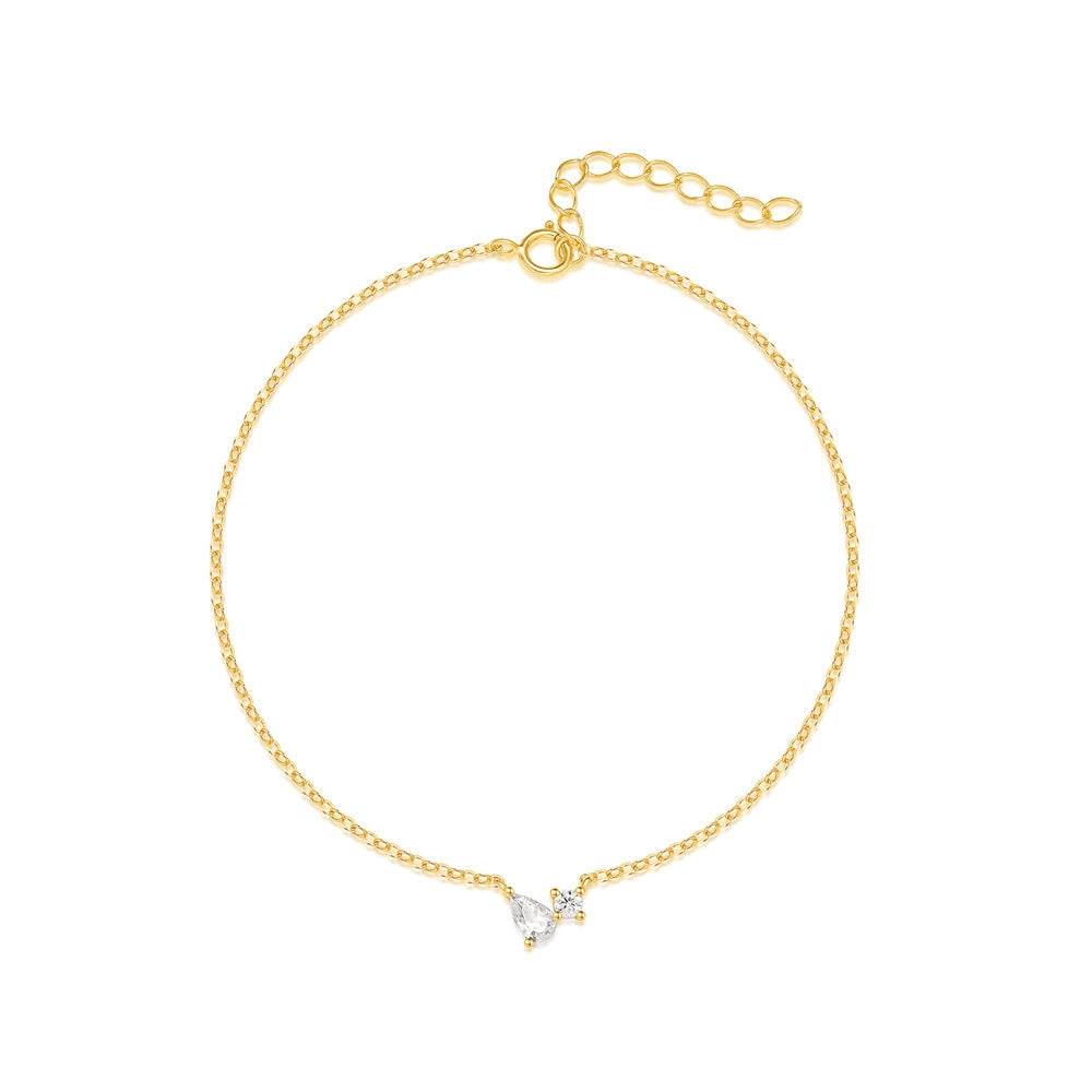 S925 Silver Water Drop Women's Pear Shaped Zircon Bracelet - MOWTE