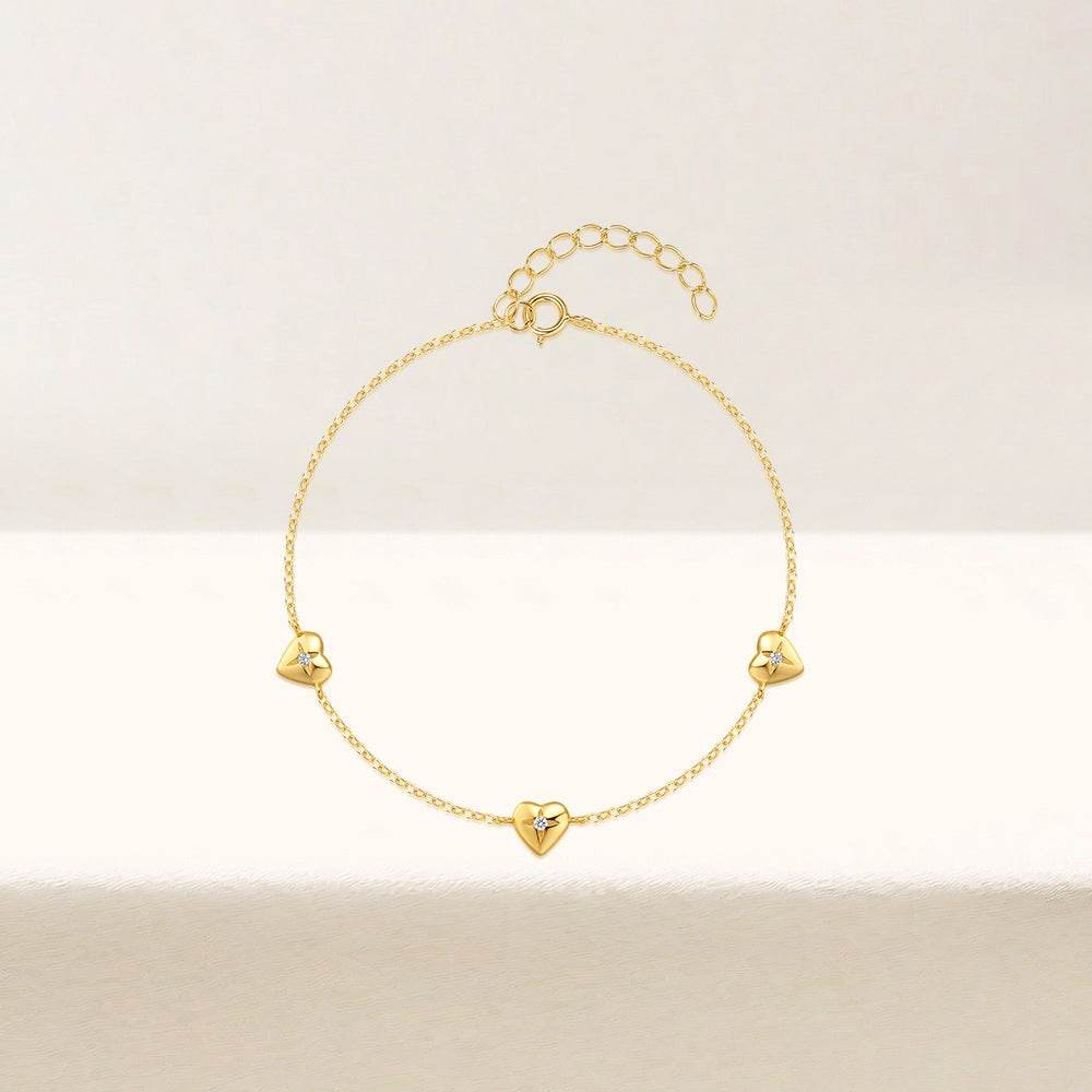 S925 pure silver heart square star layered women's bracelet - MOWTE