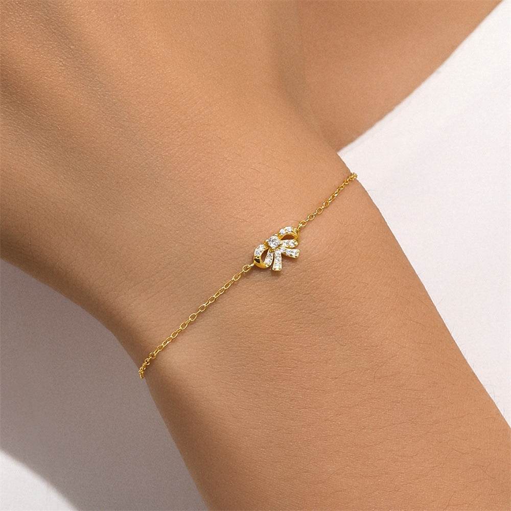 S925 pure silver daily wearing diamond bow bracelet - MOWTE