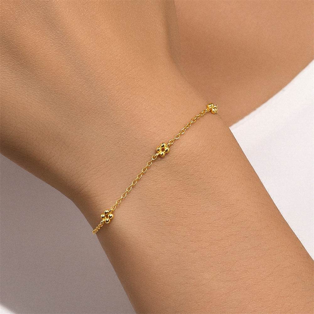 S925 pure silver daisy sweet flower small fresh bracelet - MOWTE