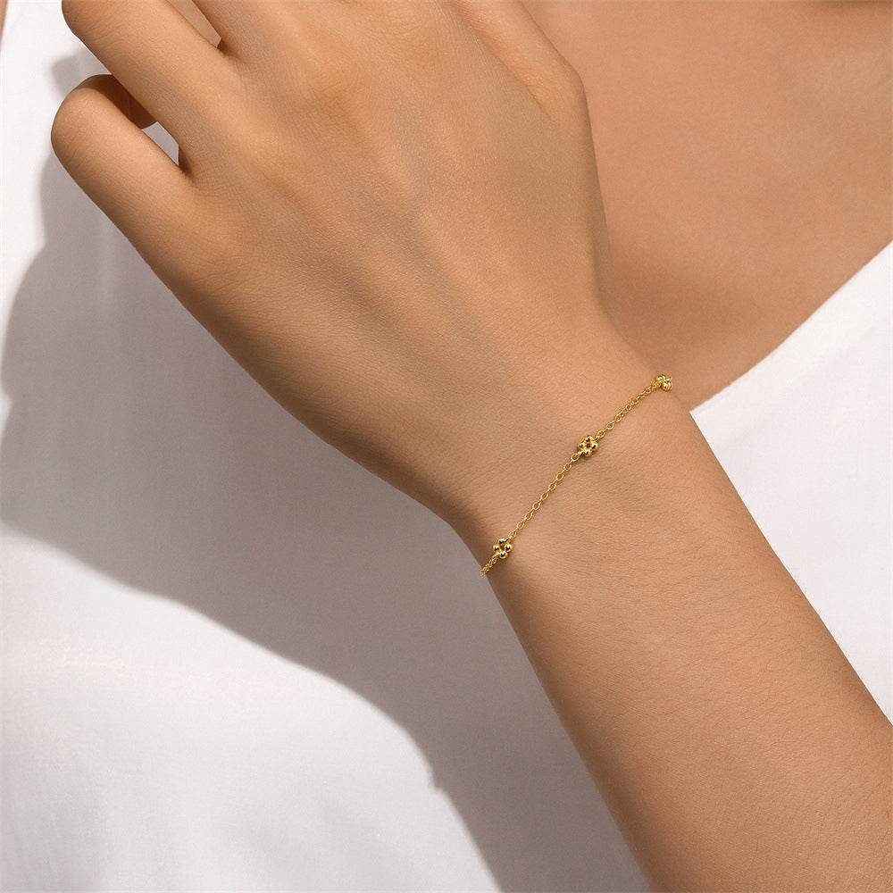 S925 pure silver daisy sweet flower small fresh bracelet - MOWTE