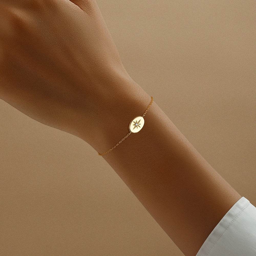 S925 sterling silver daily wearing octagonal star studded diamond round bracelet - MOWTE