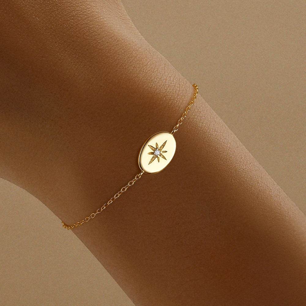 S925 sterling silver daily wearing octagonal star studded diamond round bracelet - MOWTE