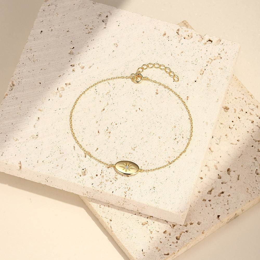 S925 sterling silver daily wearing octagonal star studded diamond round bracelet - MOWTE