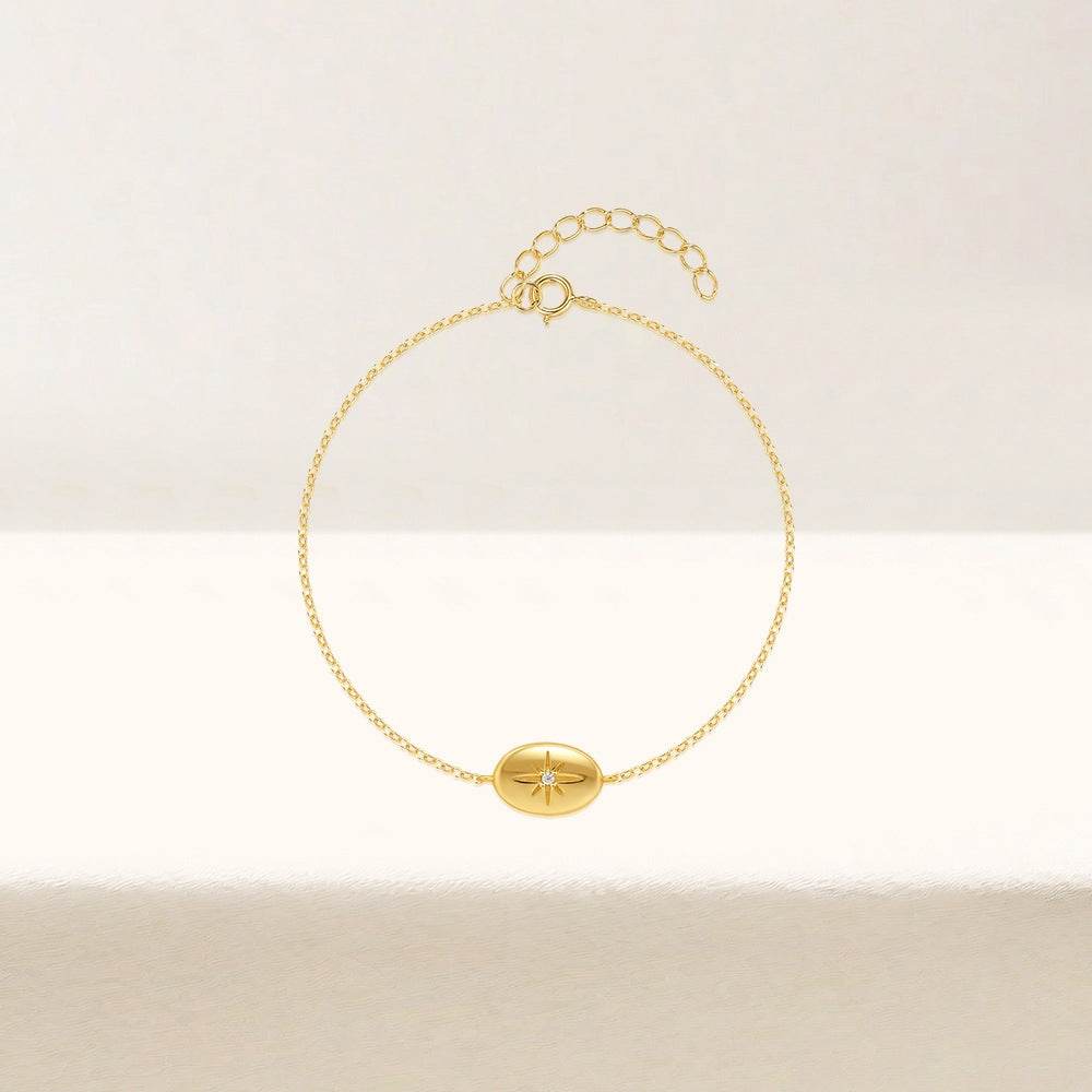 S925 sterling silver daily wearing octagonal star studded diamond round bracelet - MOWTE