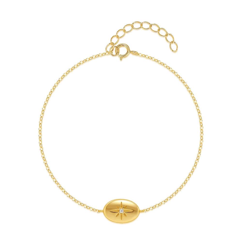 S925 sterling silver daily wearing octagonal star studded diamond round bracelet - MOWTE