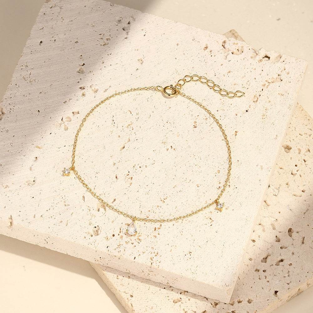 S925 pure silver daily wear water droplet simple and elegant diamond inlaid bracelet for women - MOWTE