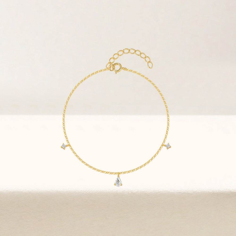 S925 pure silver daily wear water droplet simple and elegant diamond inlaid bracelet for women - MOWTE