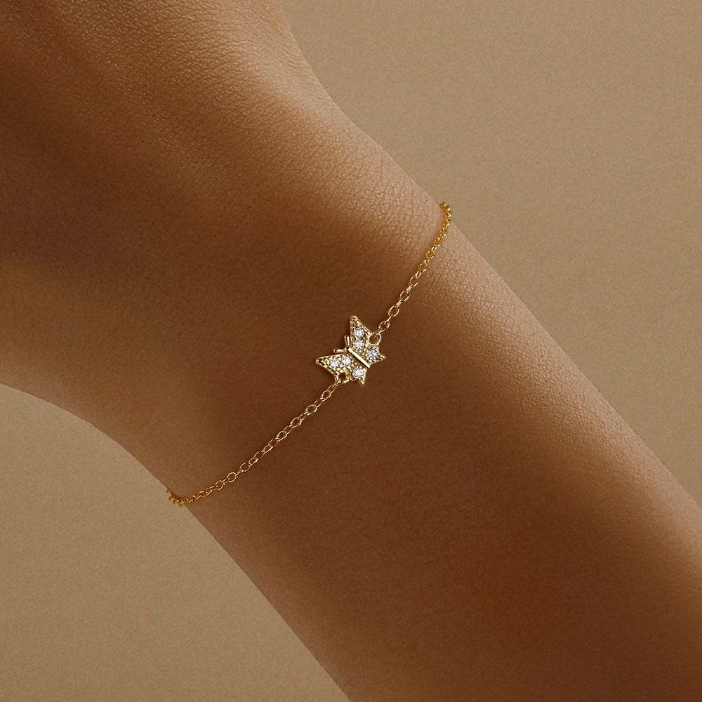 S925 sterling silver daily wear butterfly classic elegant diamond bracelet for women - MOWTE