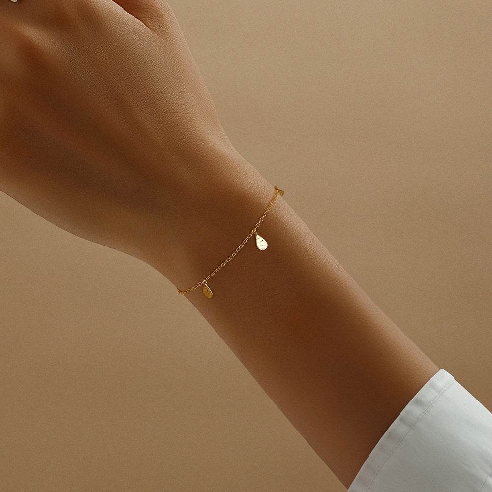 Minimalist s925 pure silver surface hammer pattern layered women's versatile bracelet - MOWTE