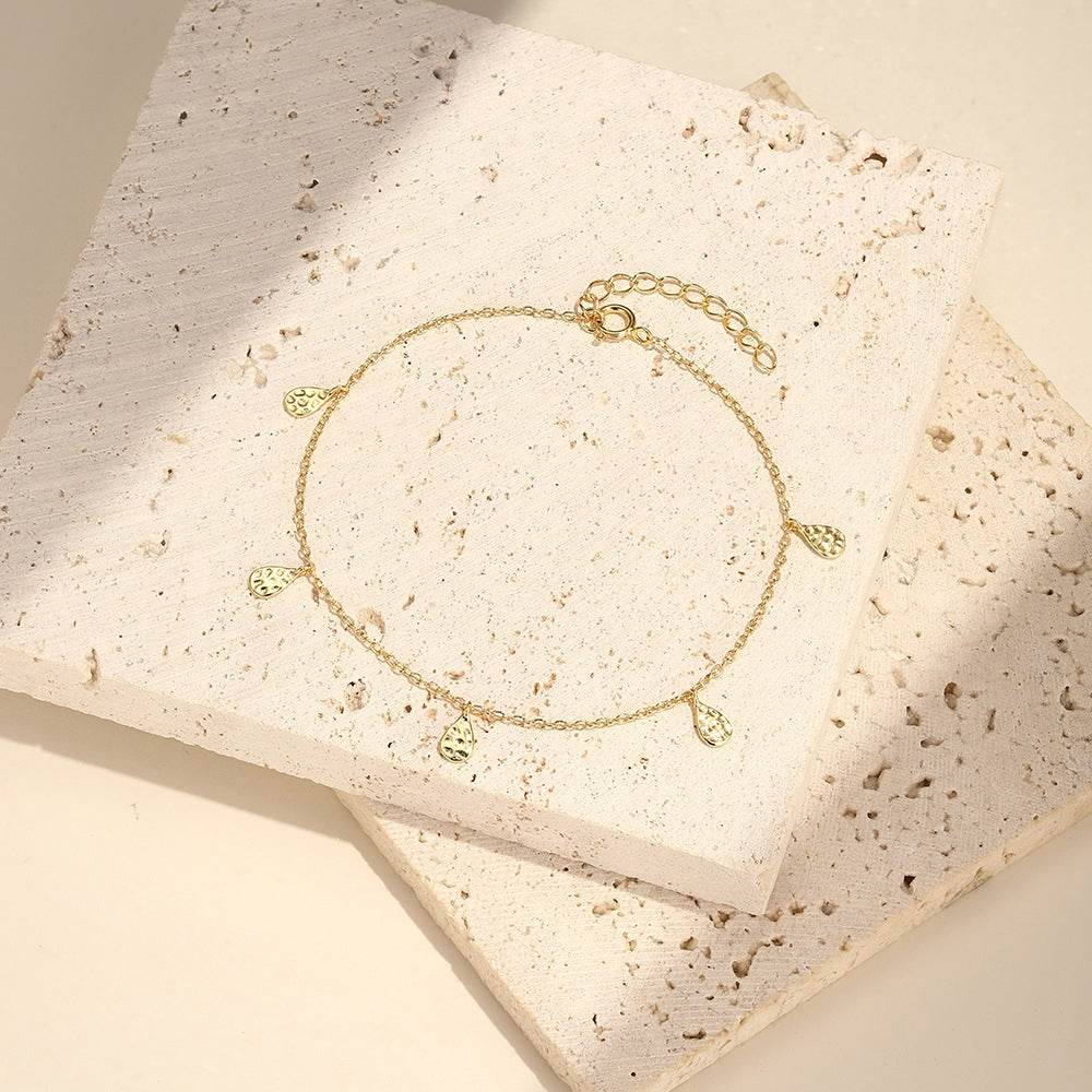 Minimalist s925 pure silver surface hammer pattern layered women's versatile bracelet - MOWTE