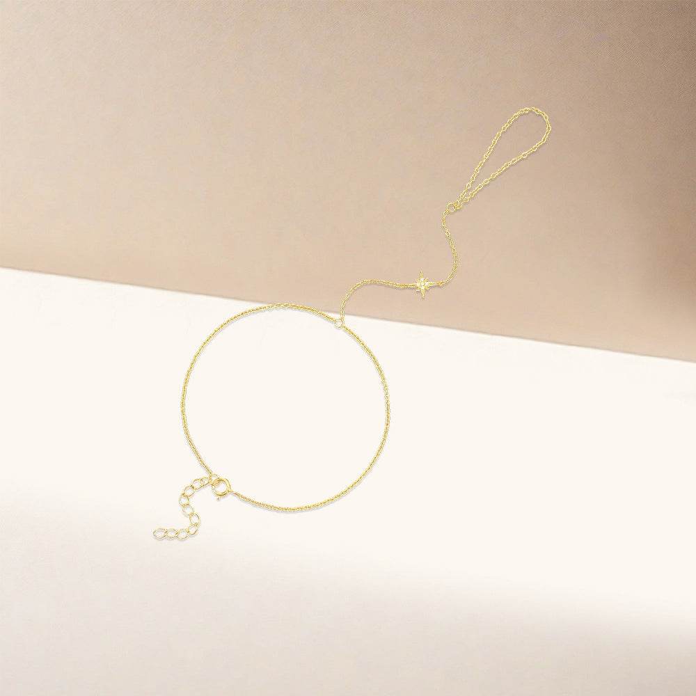 925 sterling silver octagonal star versatile bracelet with finger ring - MOWTE