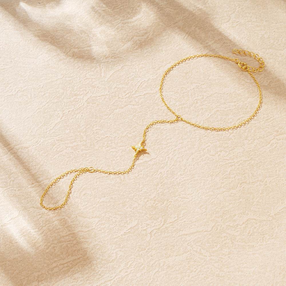 925 sterling silver octagonal star versatile bracelet with finger ring - MOWTE