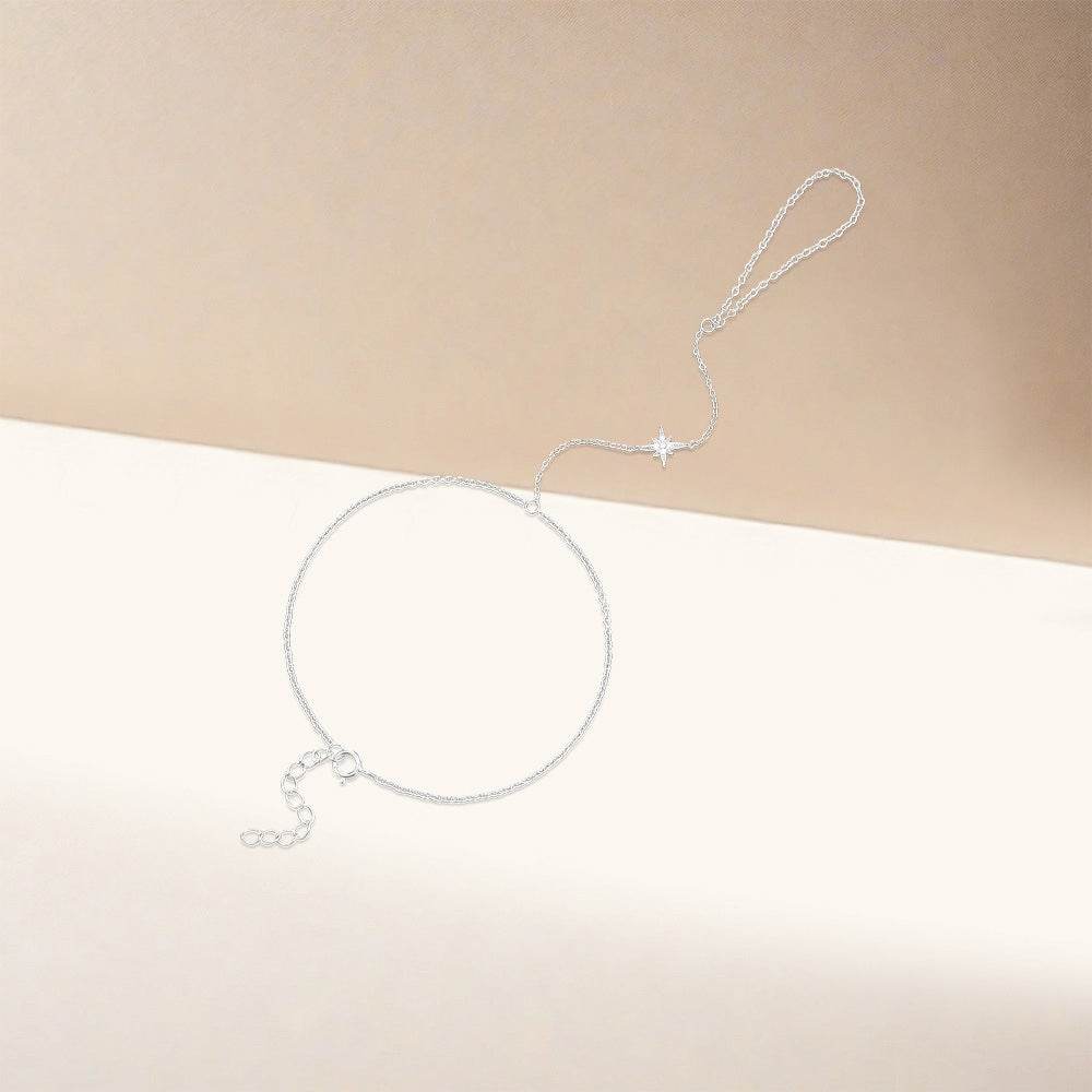 925 sterling silver octagonal star versatile bracelet with finger ring - MOWTE