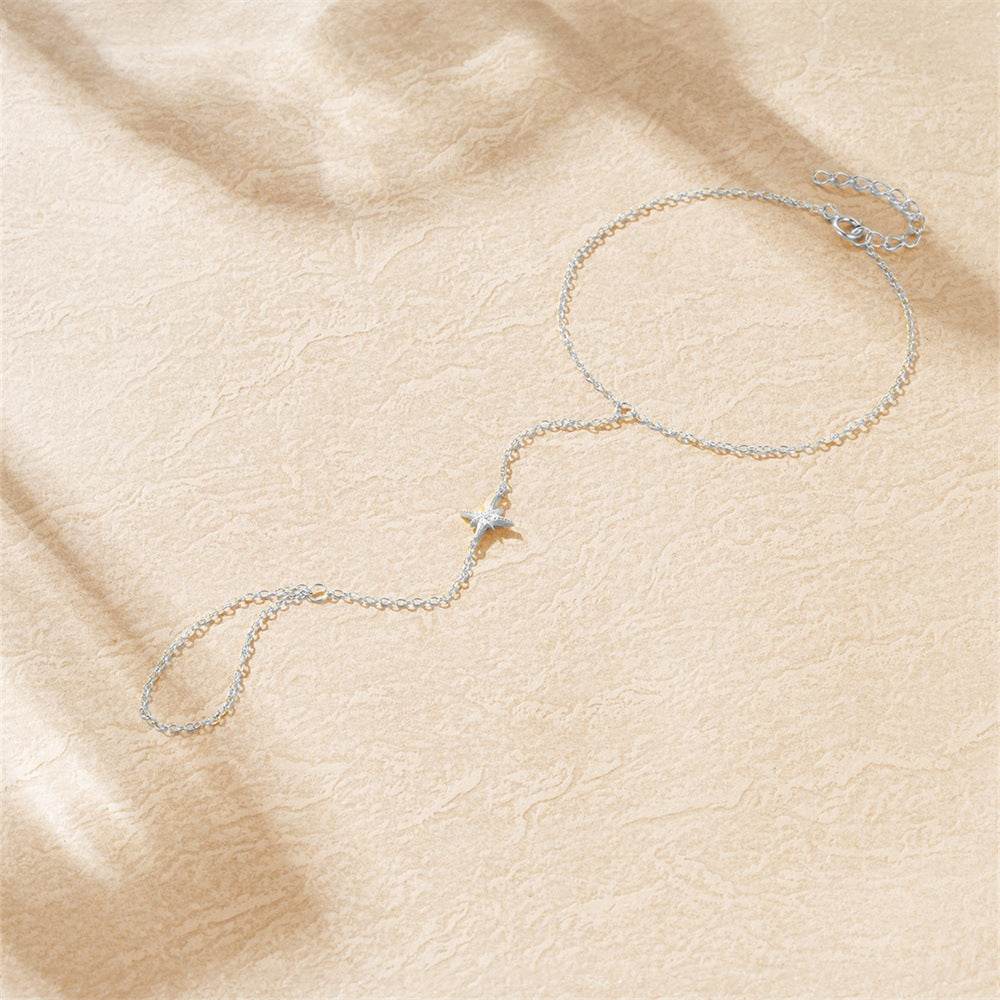 925 sterling silver octagonal star versatile bracelet with finger ring - MOWTE