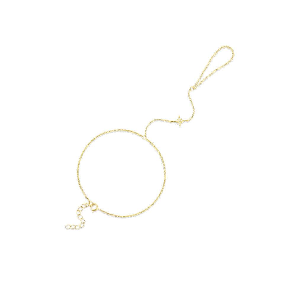 925 sterling silver octagonal star versatile bracelet with finger ring - MOWTE