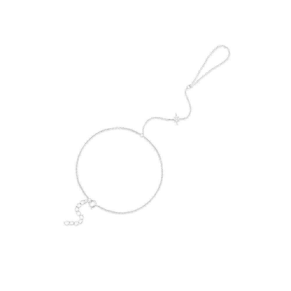 925 sterling silver octagonal star versatile bracelet with finger ring - MOWTE