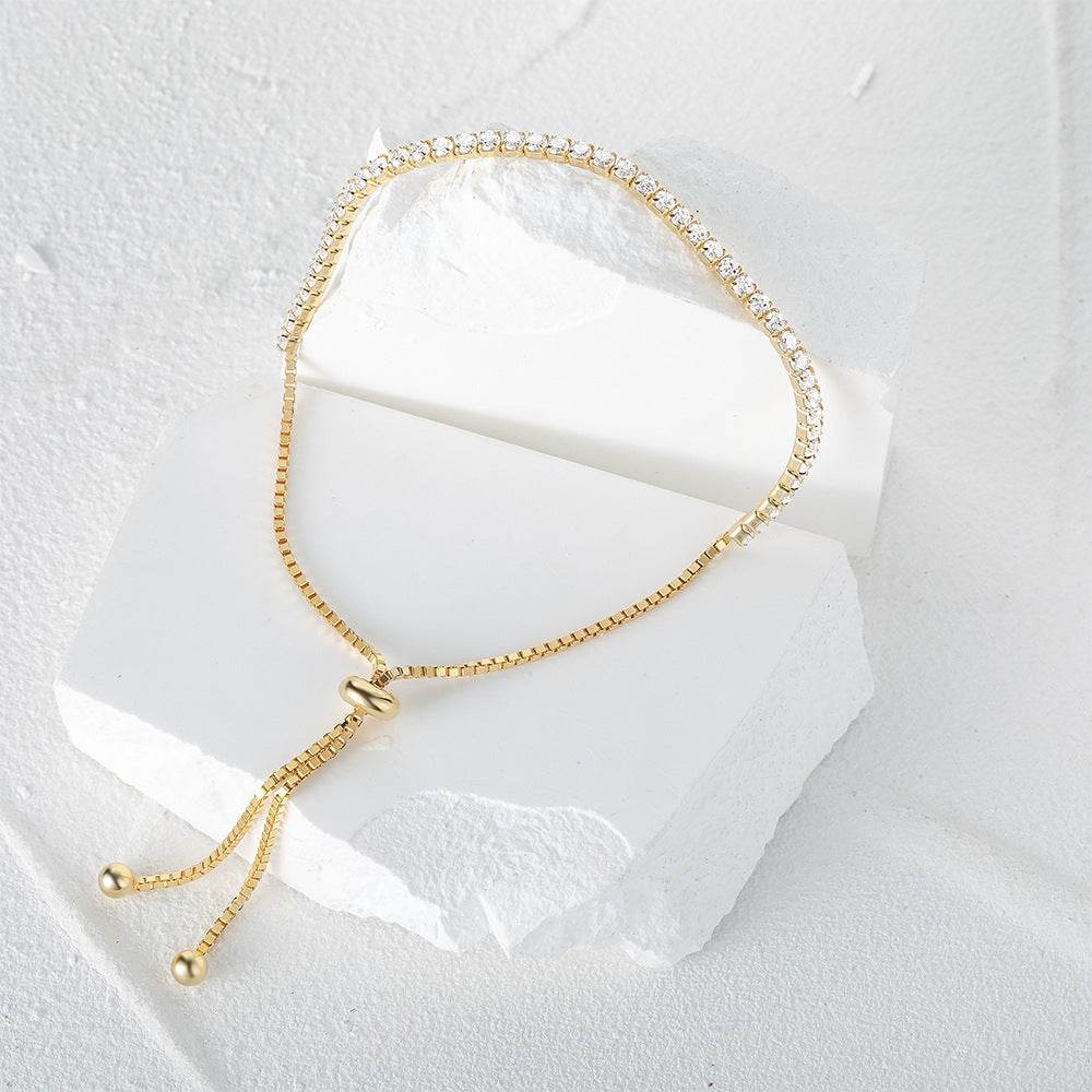 S925 sterling silver diamond set tennis bracelet adjustable for women - MOWTE