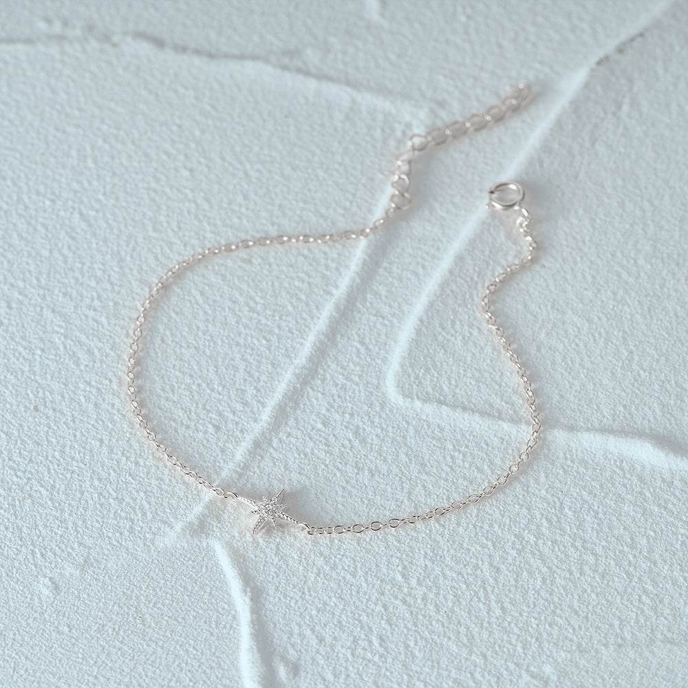 S925 pure silver octagonal star diamond women's bracelet - MOWTE