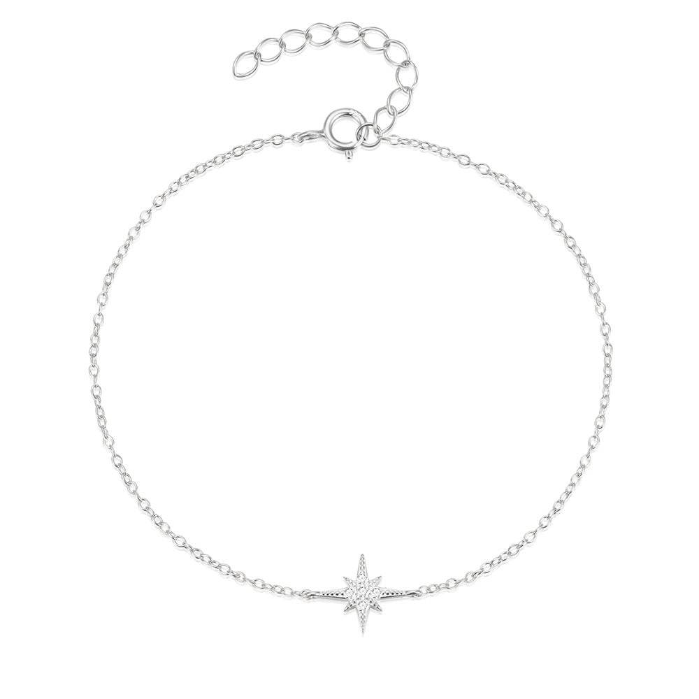 S925 pure silver octagonal star diamond women's bracelet - MOWTE
