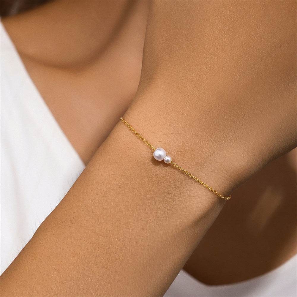 S925 sterling silver sliding women's irregular size pearl bracelet - MOWTE