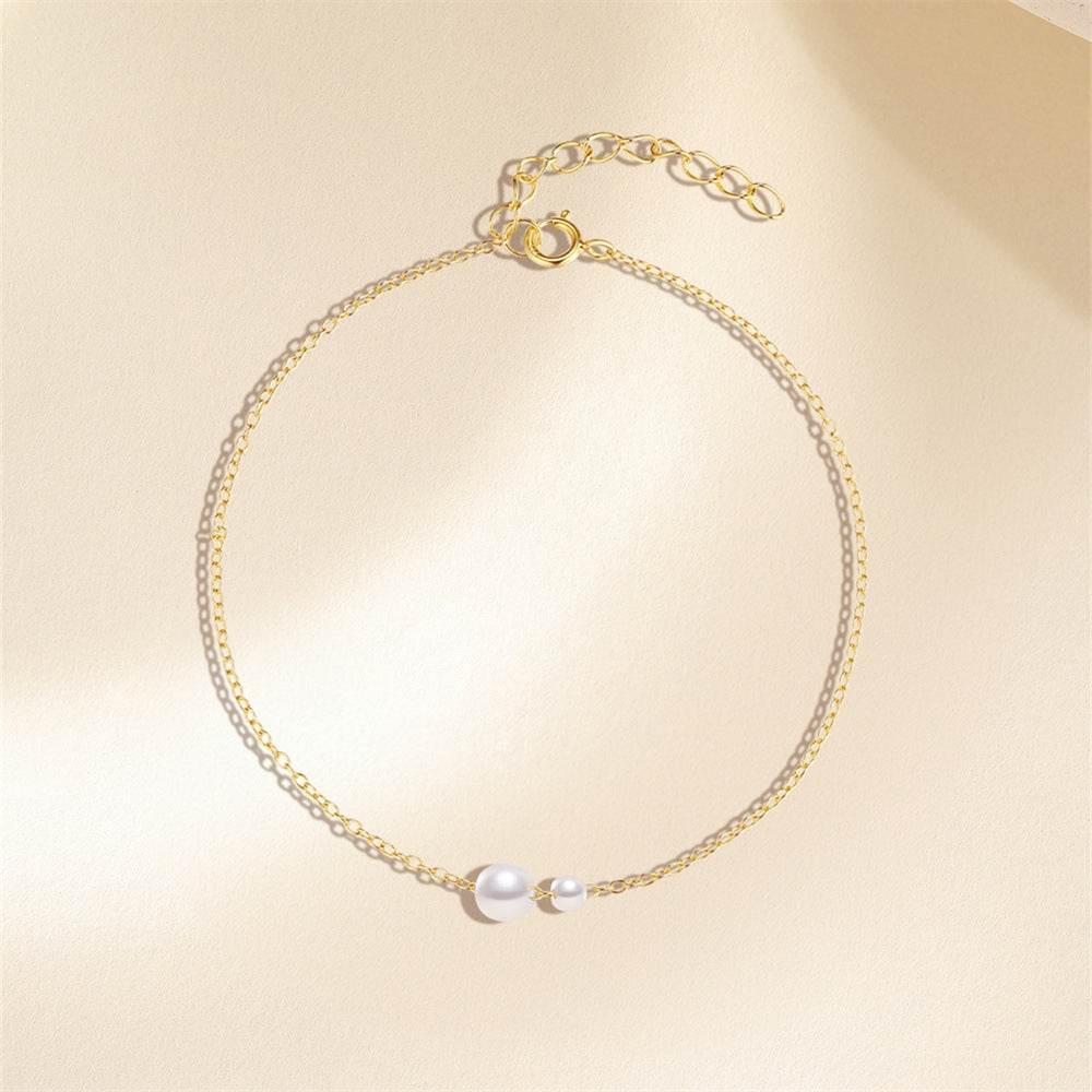 S925 sterling silver sliding women's irregular size pearl bracelet - MOWTE