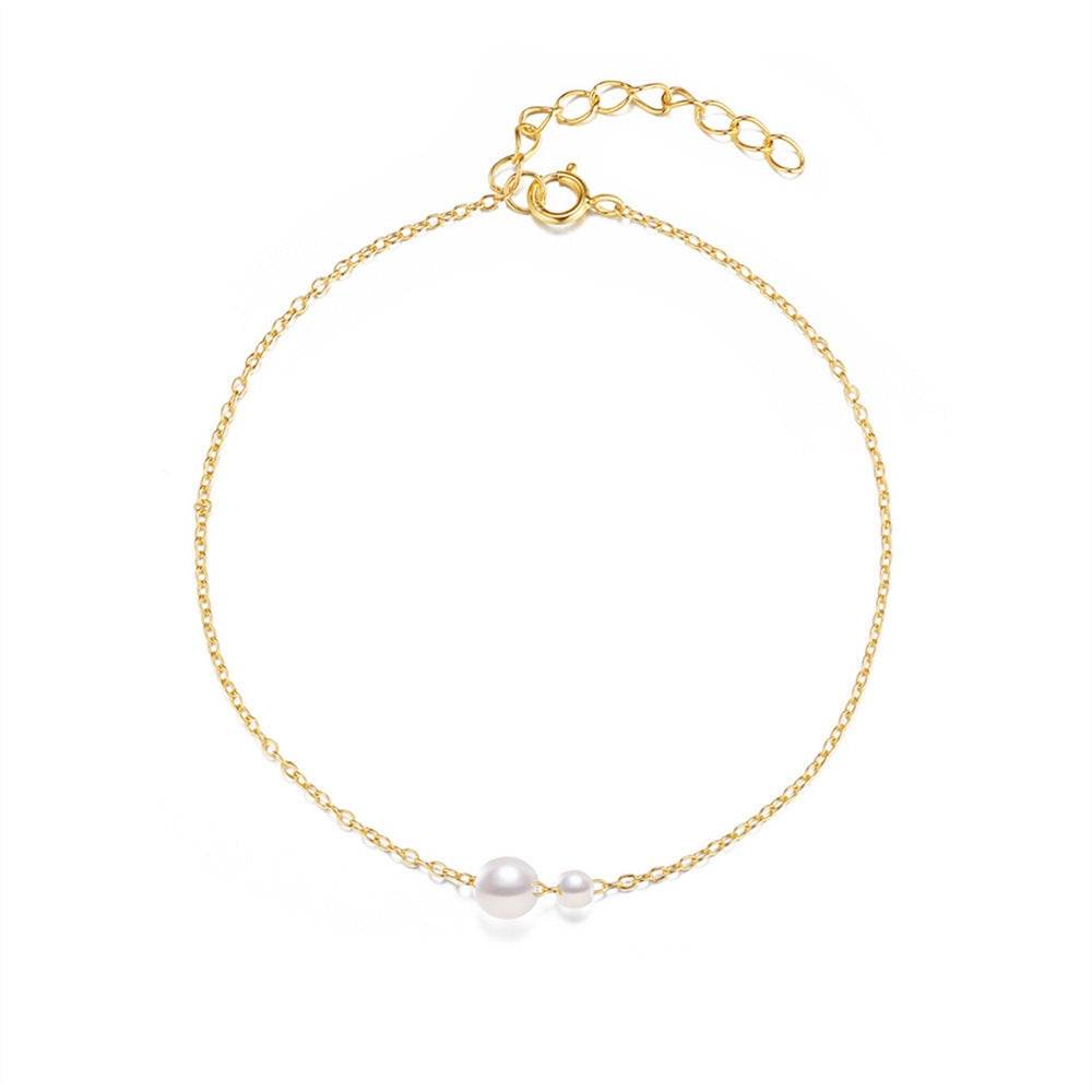 S925 sterling silver sliding women's irregular size pearl bracelet - MOWTE