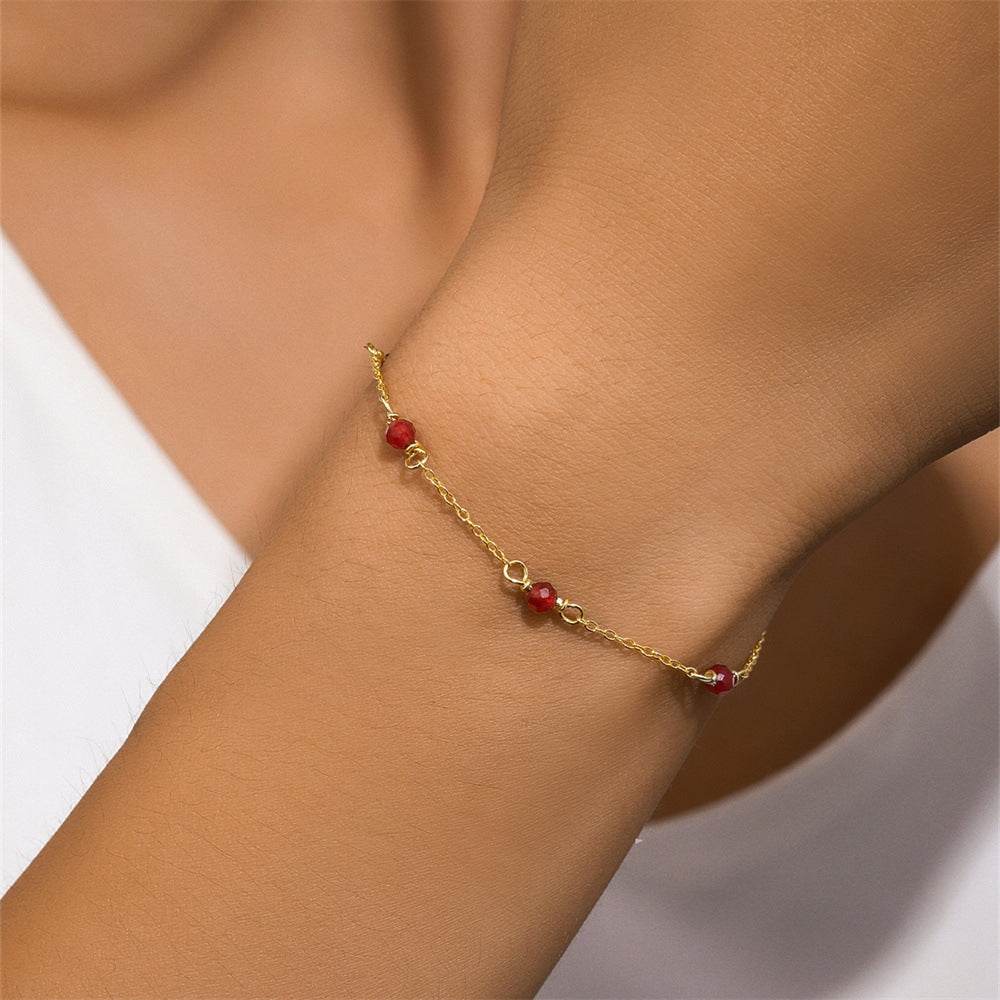 S925 pure silver wine red interval starry atmosphere agate bracelet - MOWTE