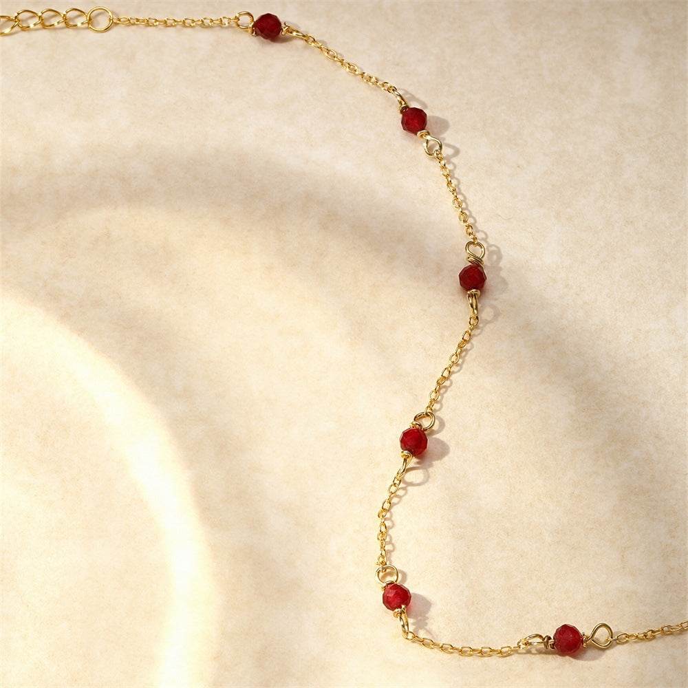 S925 pure silver wine red interval starry atmosphere agate bracelet - MOWTE