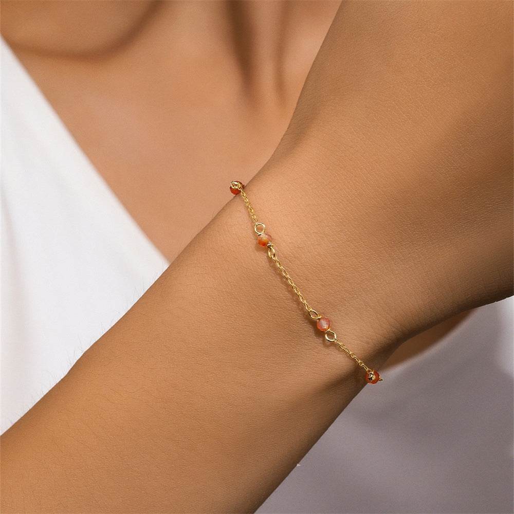 S925 pure silver wine red interval starry atmosphere agate bracelet - MOWTE