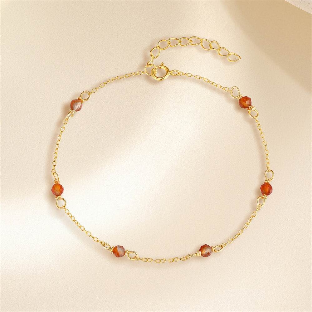 S925 pure silver wine red interval starry atmosphere agate bracelet - MOWTE