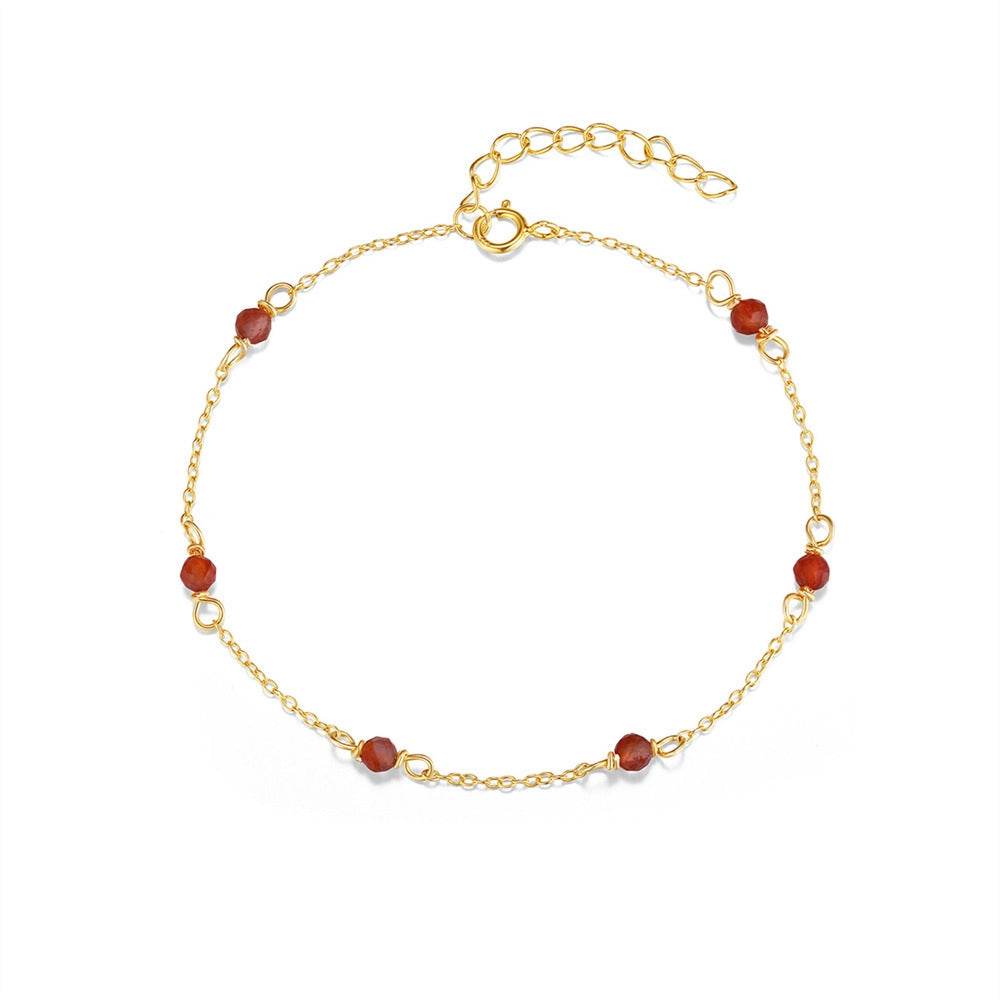 S925 pure silver wine red interval starry atmosphere agate bracelet - MOWTE